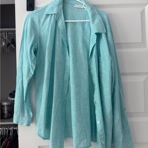 Aqua Long Sleeve Button-Up Shirt